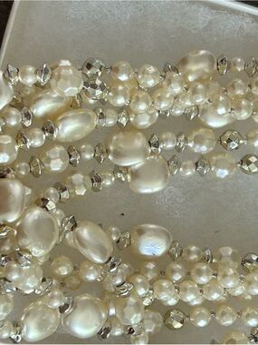 4/$100 Pearl and Crystal Multi-Strand necklace in Cream